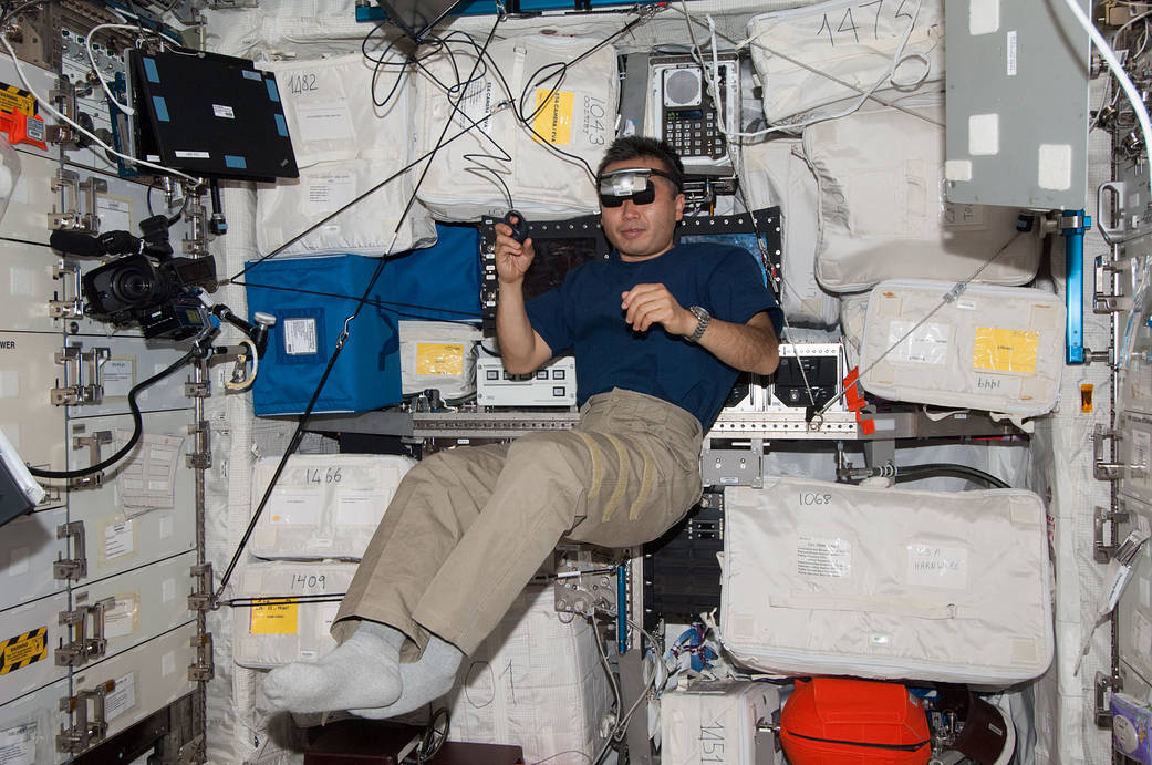 Astronaut Koichi Wakata Performs Reversible Figures Experiment