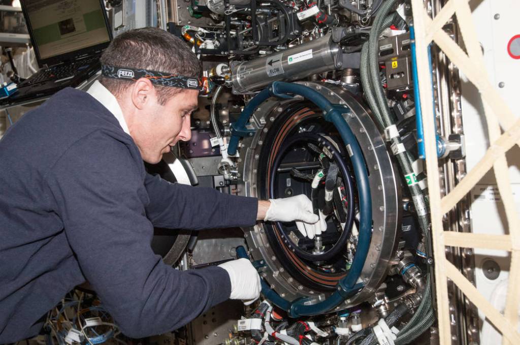 Astronaut Mike Hopkins With Combustion Integrated Rack