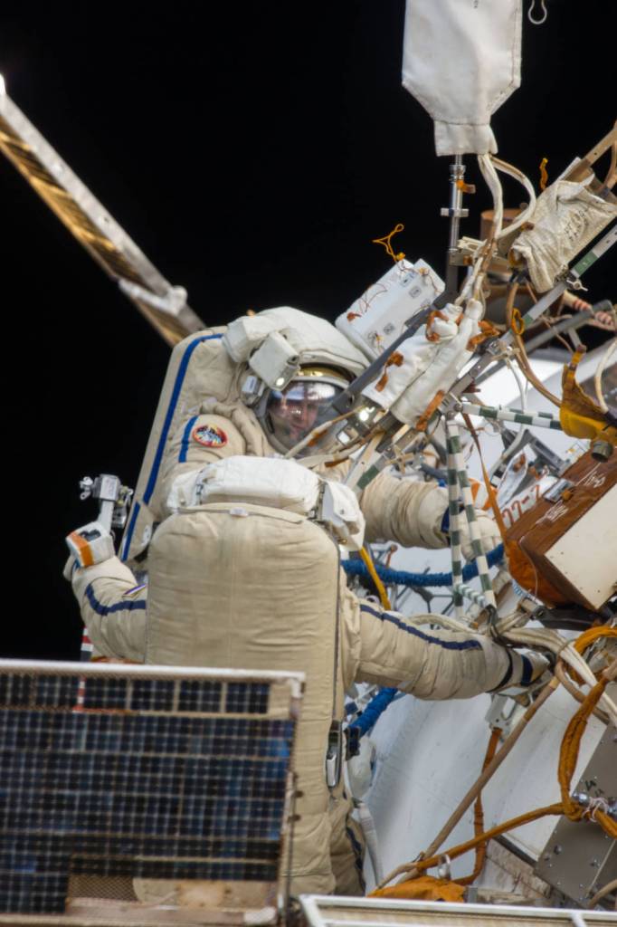 Russian Spacewalkers Oleg Kotov and Sergey Ryazanskiy