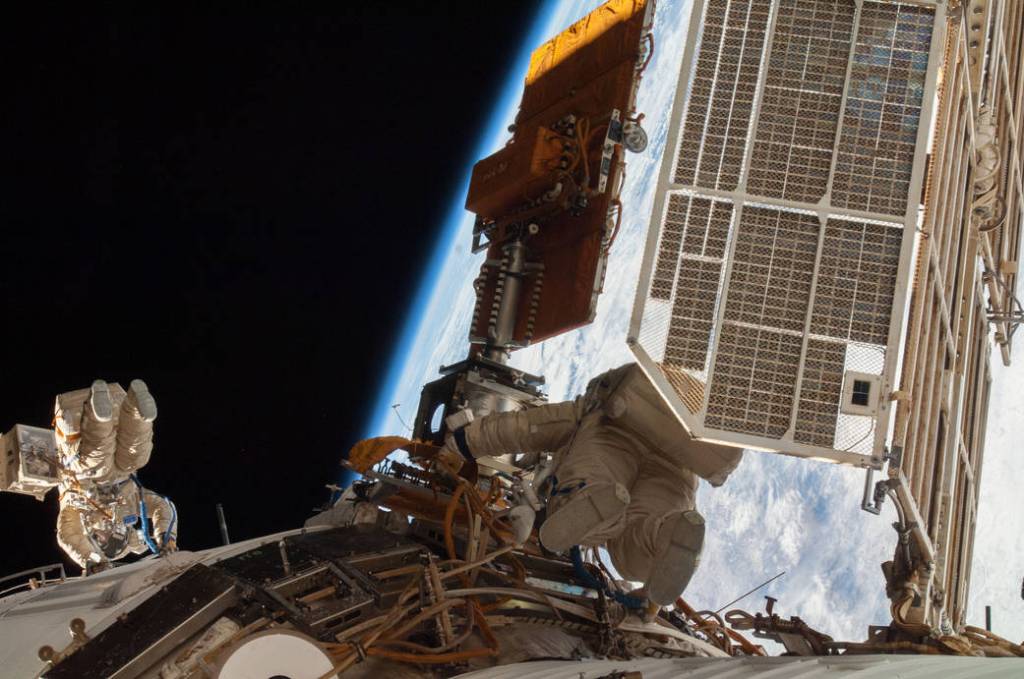 Station Cosmonauts Perform Spacewalk