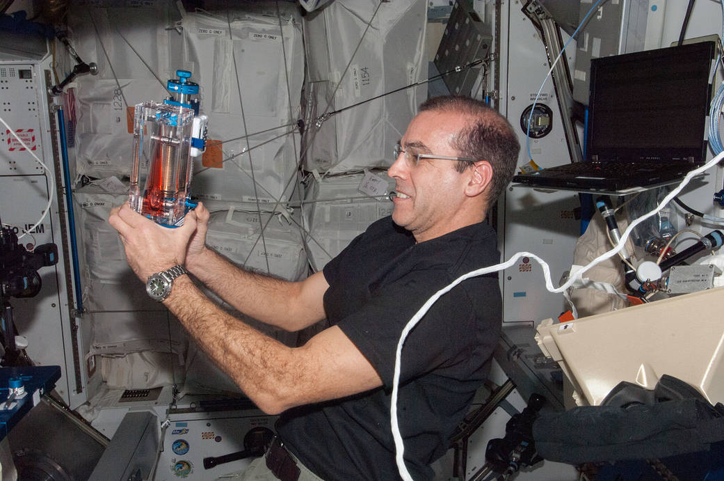 Rick Mastracchio Works a Fluid Physics Experiment