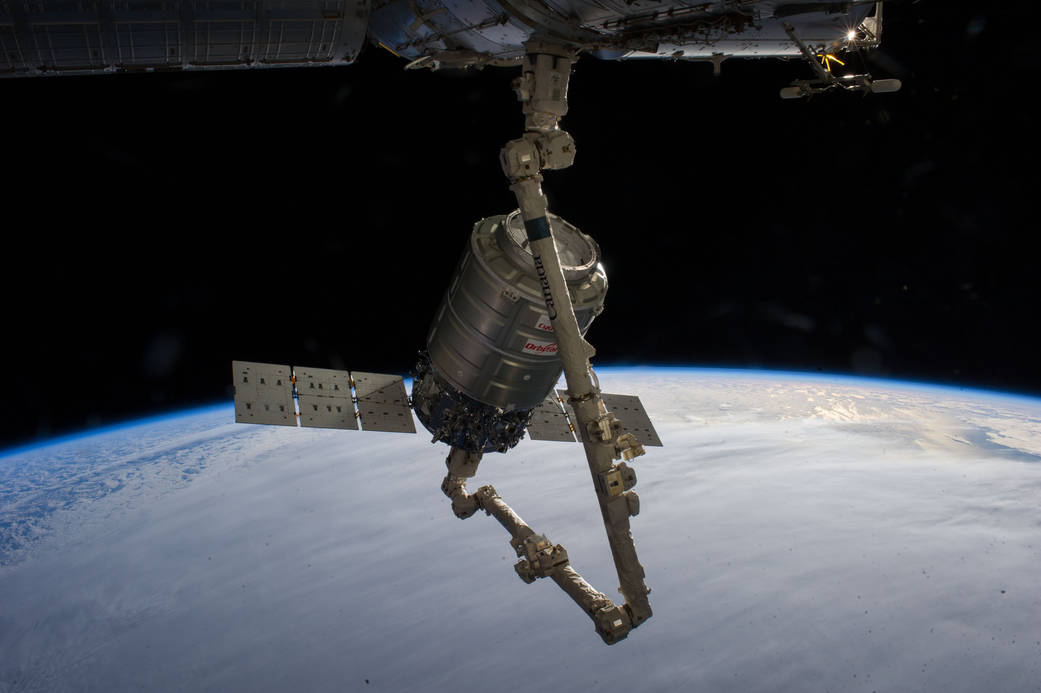 Cygnus Attached to Station's Canadarm2