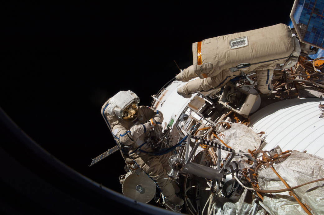 Spacewalkers Oleg Kotov and Sergey Ryazanskiy