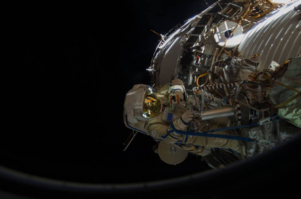 Station Cosmonauts Conduct Spacewalk