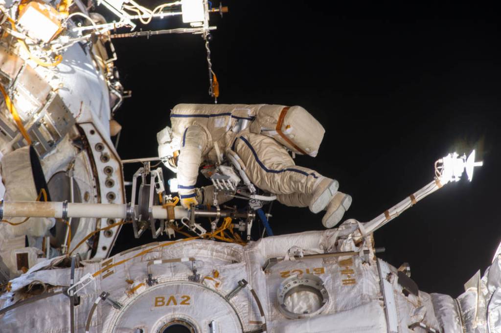 Station Commander Conducts Spacewalk