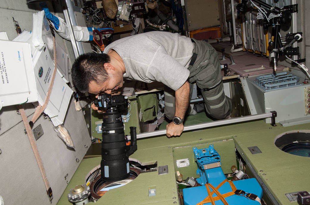 Astronaut Koichi Wakata in Station's Zvezda Service Module
