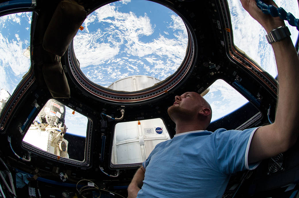 Astronaut Alexander Gerst Checks Out Station Cupola