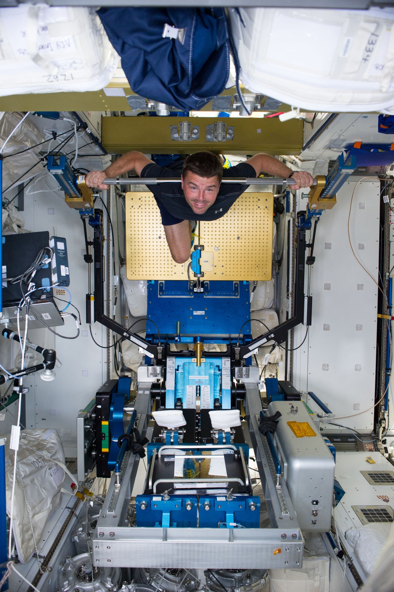 NASA Astronaut works out on ARED