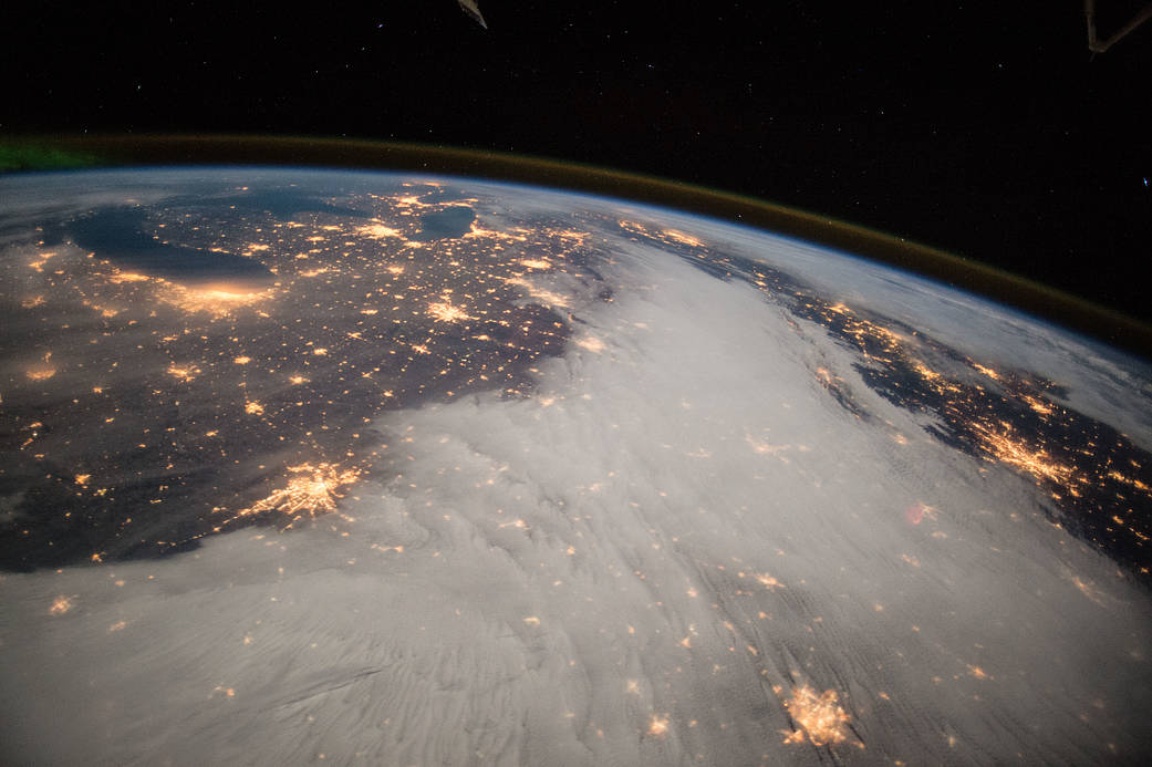 The Great Lakes and central U.S. photographed from the International Space Station.