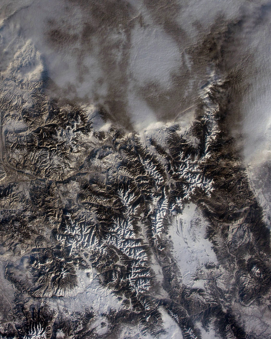 Rocky Mountains, Colorado taken from the International Space Station on Jan. 2, 2015 by Expedition 42 Flight Engineer Terry Virt