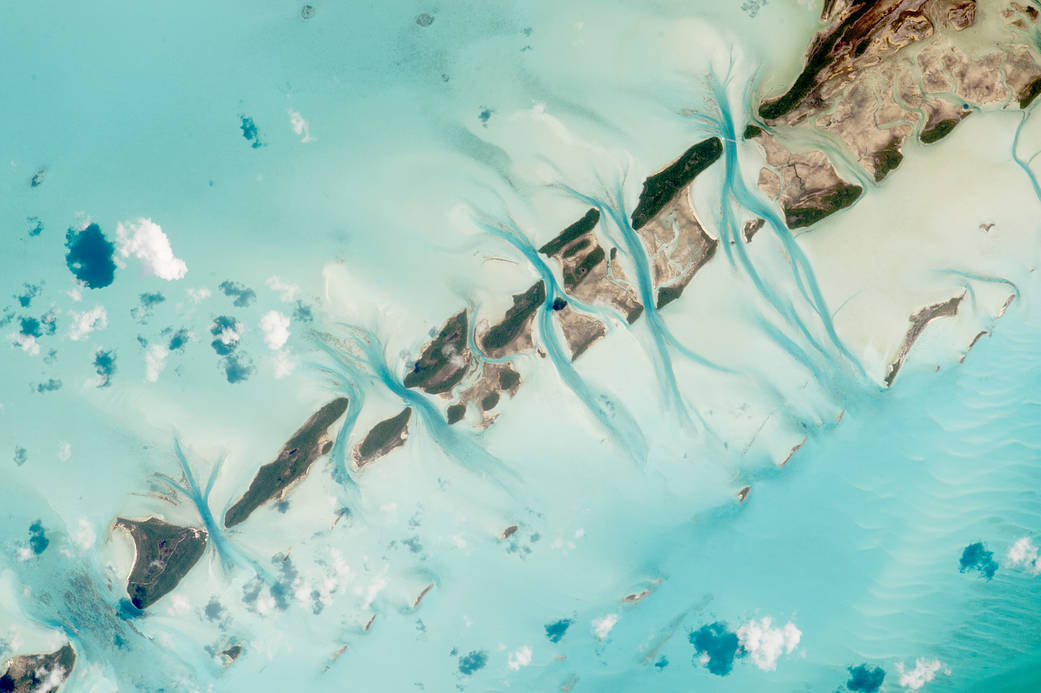 Small islands in the Bahamas photographed from low Earth orbit