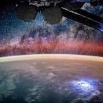 Starry sky and night lights of Earth photographed from low Earth orbit