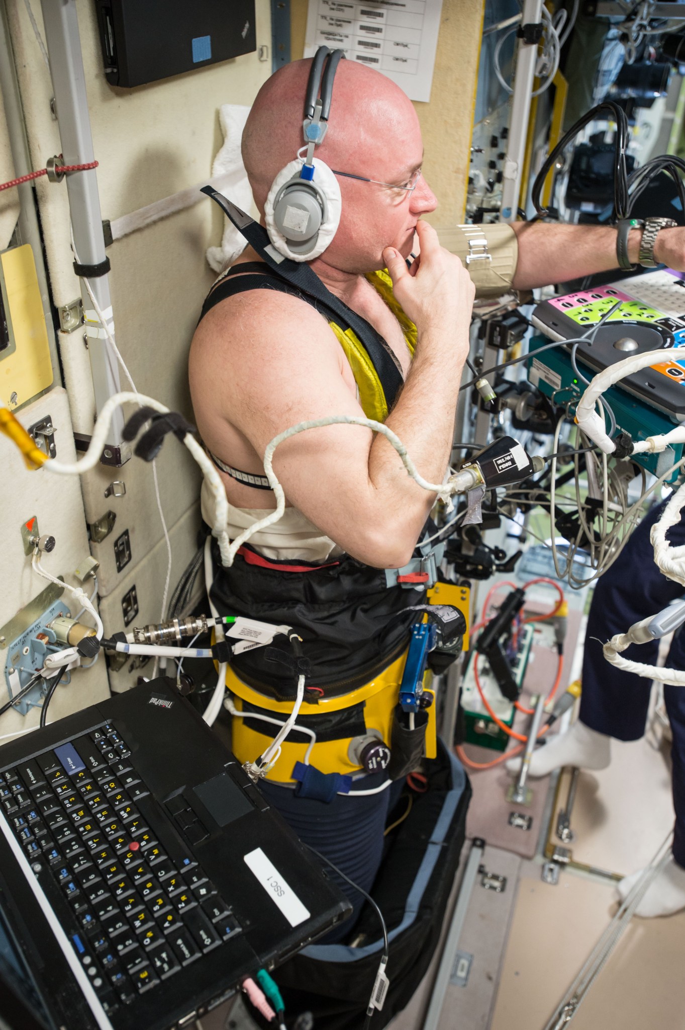 NASA astronaut Scott Kelly undergoes ultrasound measurements
