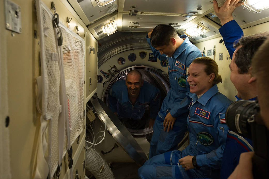 Newly arrived Expedition 48 crew members on board the International Space Station