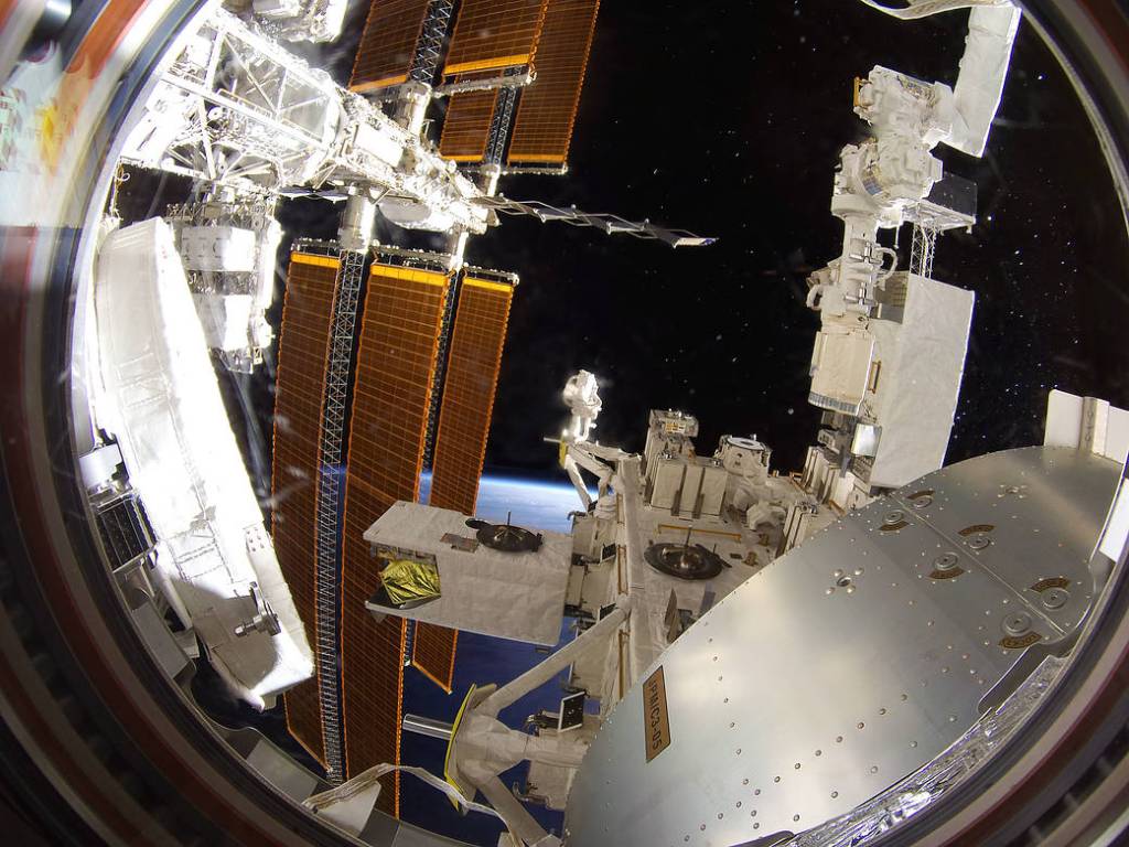View taken through a window in the Kibo Laboratory Module