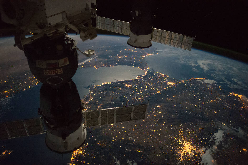 Nighttime View of the Strait of Gibraltar