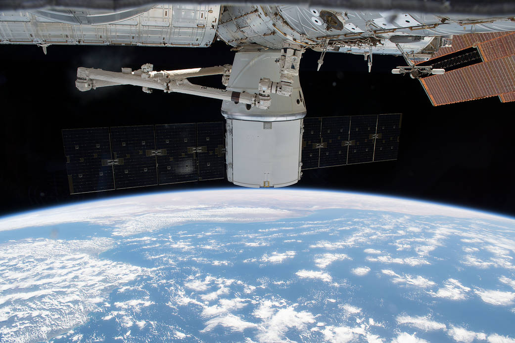 The SpaceX Dragon Resupply Ship Gripped by the Canadarm2