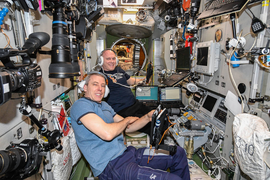 Expedition 55-56 Crewmates Drew Feustel and Oleg Artemyev