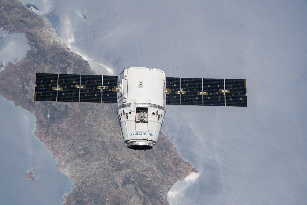 The SpaceX Dragon over the Greek island of Crete