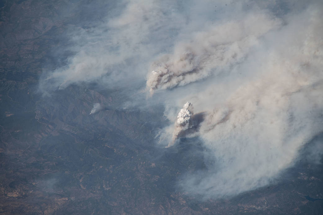 California fires as seen to the Space Station