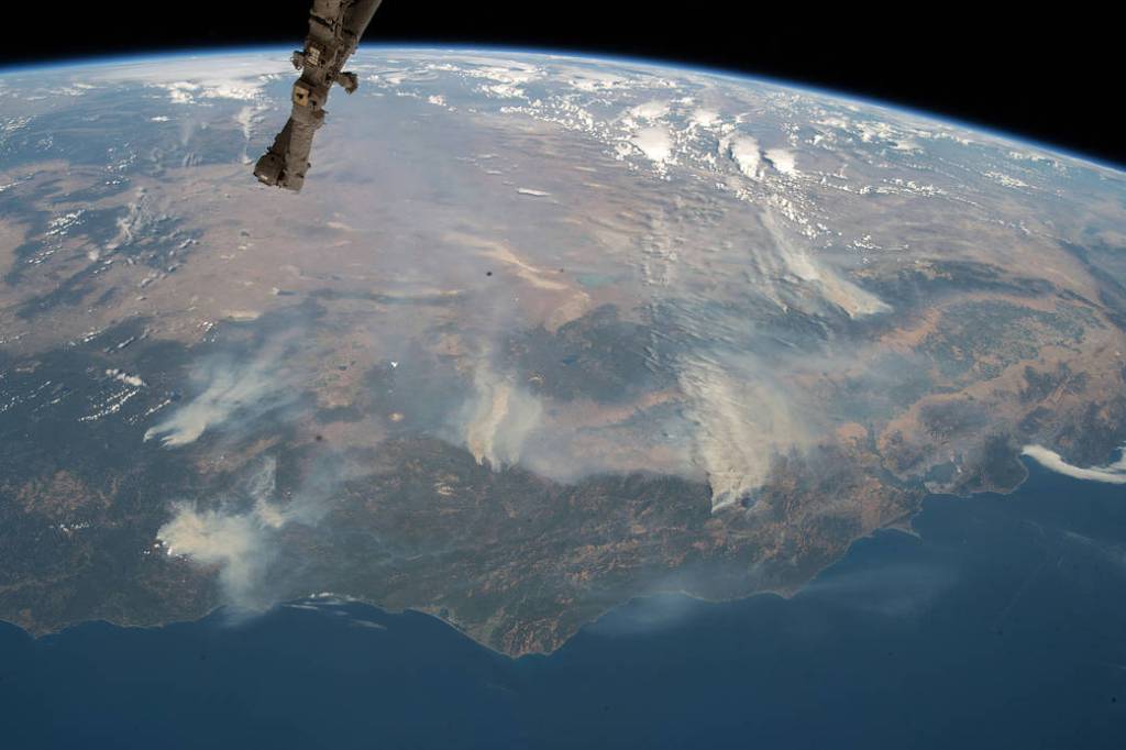 Space Station View of Smoke from California Wildfires
