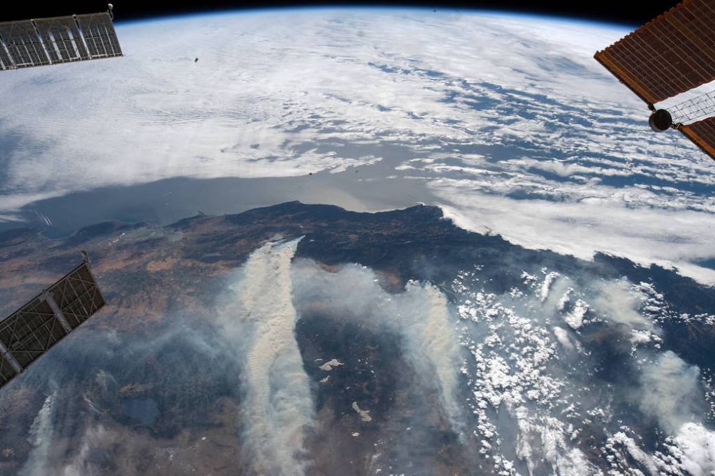Space Station View of Smoke from California Wildfires