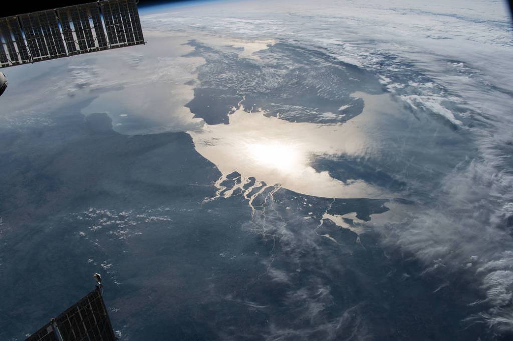 The English Channel and the North Sea lit by the Sun’s glint