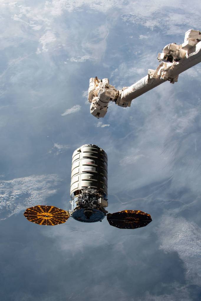 Northrop Grumman’s Cygnus space freighter approaches the International Space Station