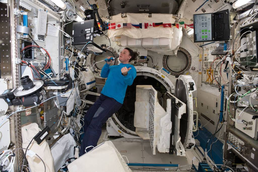 NASA astronaut Serena Auñón-Chancellor talks to mission controllers