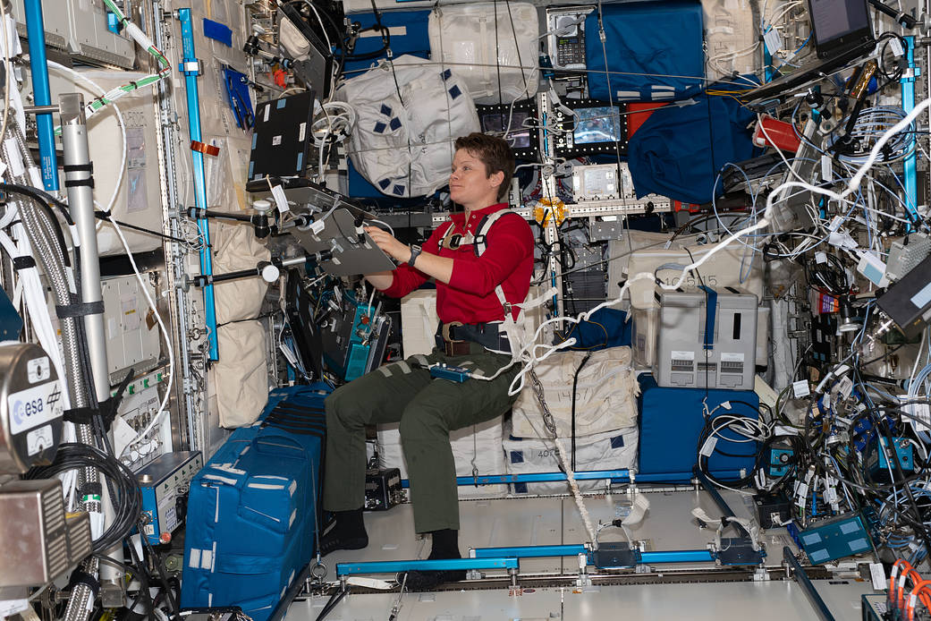 NASA Astronaut Anne McClain Conducts Space Science and Station Maintenance