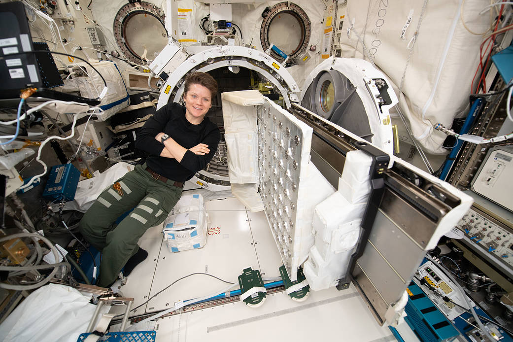 NASA Astronaut Anne McClain Conducts Space Science and Station Maintenance