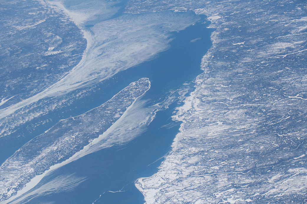 The frozen terrain of Anticosti Island in the Gulf of St. Lawrence