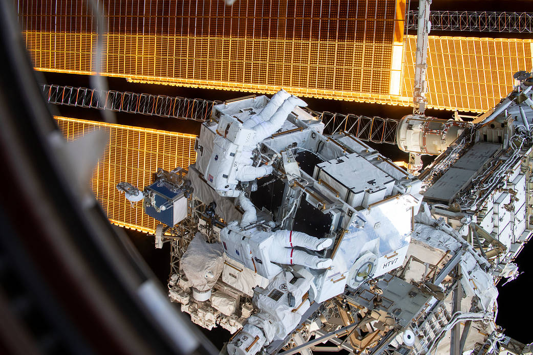 NASA spacewalkers Nick Hague and Anne McClain