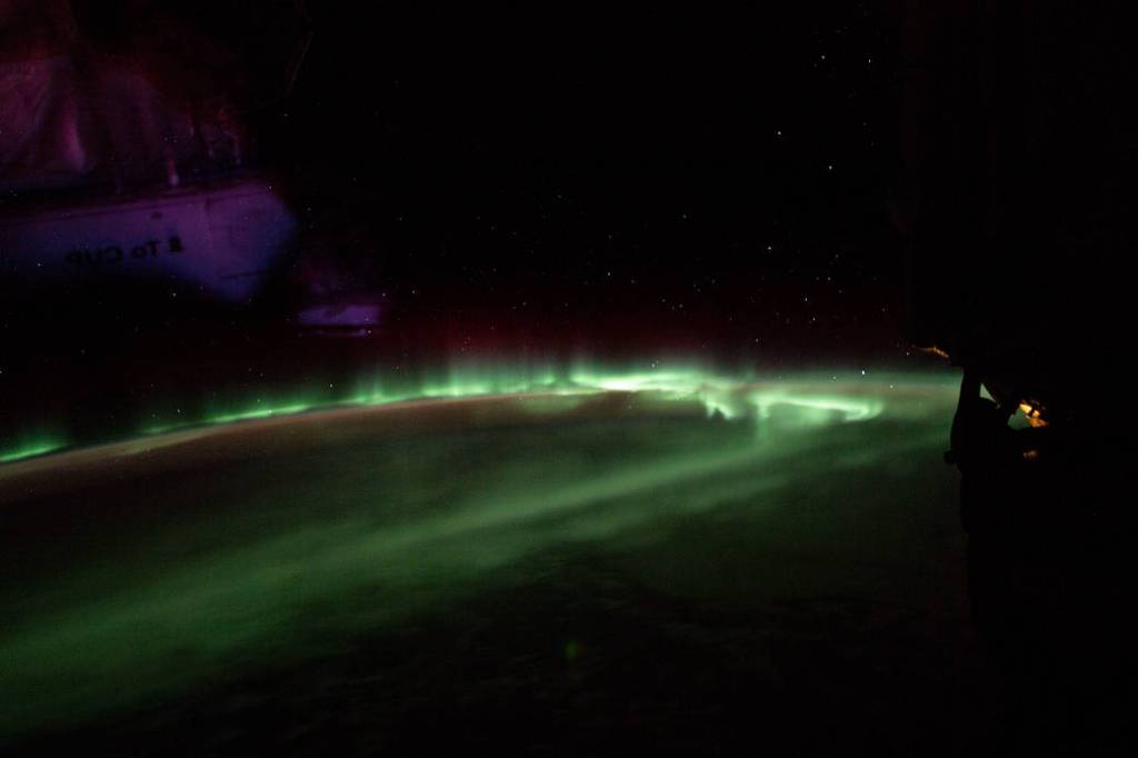 The “southern lights” above the Indian Ocean