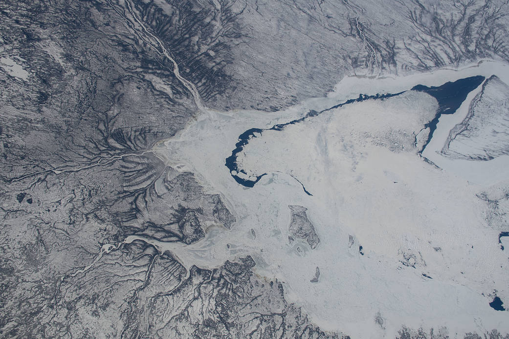 The frozen southern tip of Hudson Bay