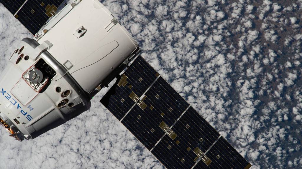 The SpaceX Dragon above the southeastern portion of Africa