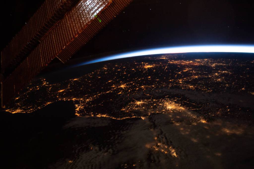 The well-lit coasts of Spain, France and Italy