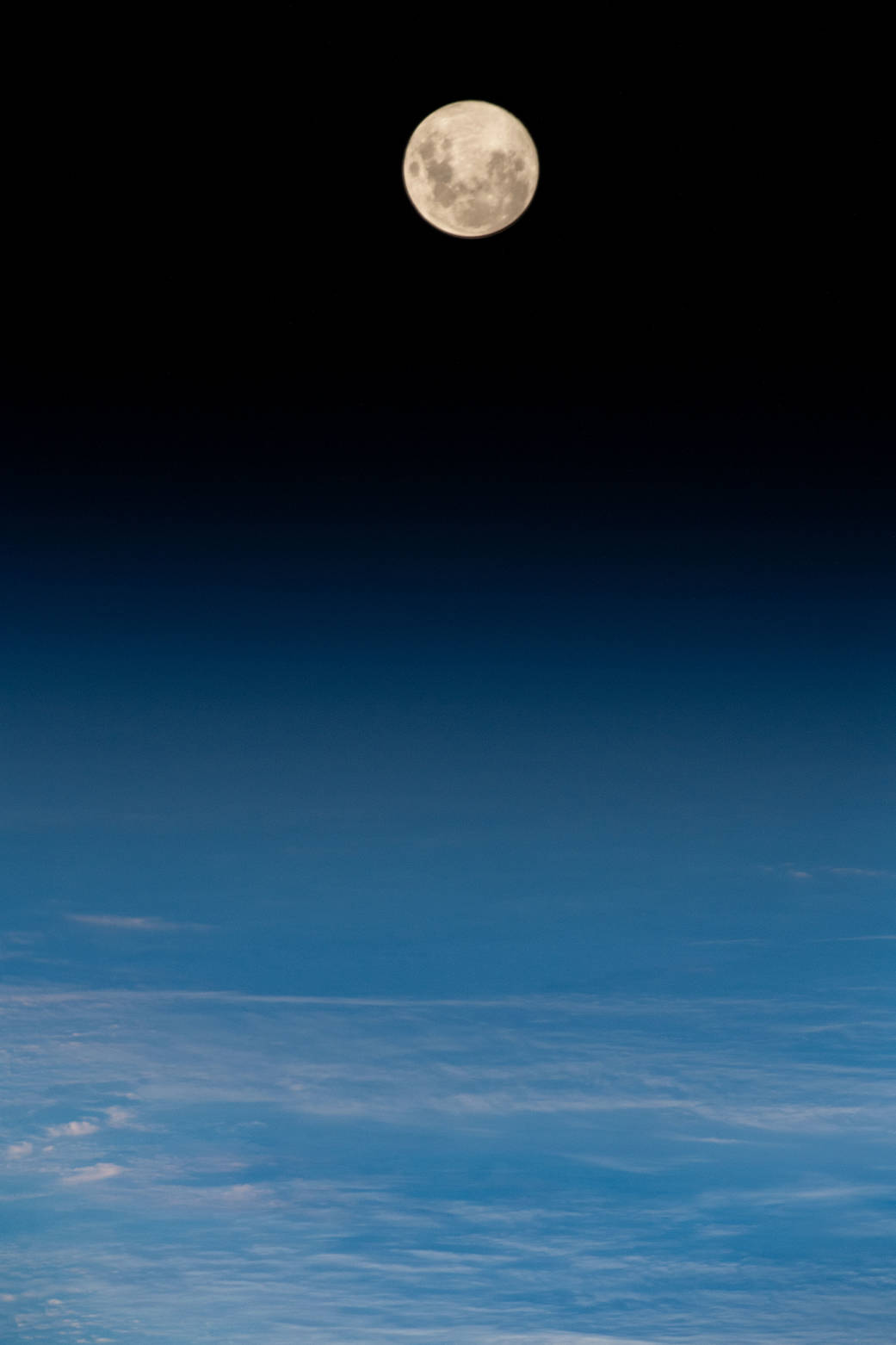 The full moon above the South Atlantic Ocean