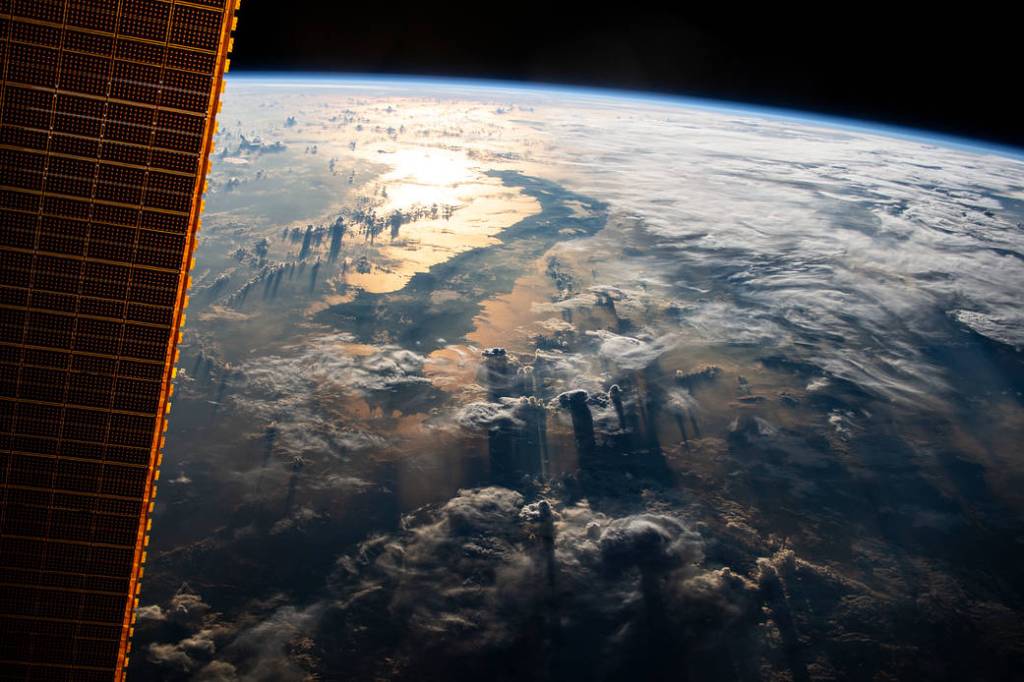 The sun’s glint beams off the Celebes Sea in southeast Asia