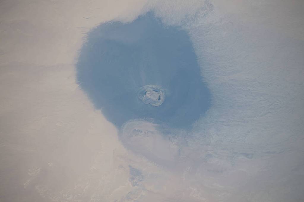 The isolated volcanic crater of Waw an Namus in Libya