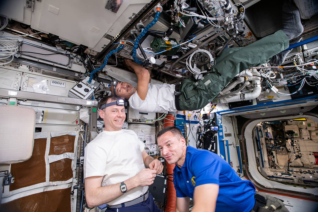 Expedition 60 Flight Engineers Luca Parmitano, Andrew Morgan and Nick Hague