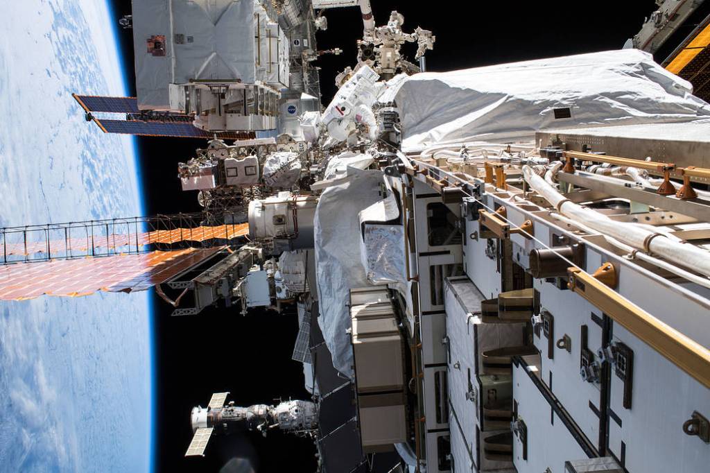 NASA astronaut Christina Koch conducts a spacewalk