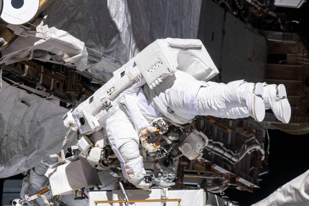 Astronaut Christina Koch Works in the Vacuum of Space