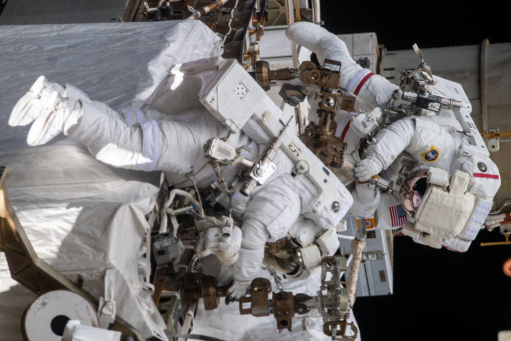 Spacewalkers Christina Koch and Andrew Morgan
