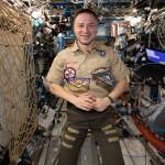 Astronaut Andrew Morgan poses in his Boy Scouts of America uniform