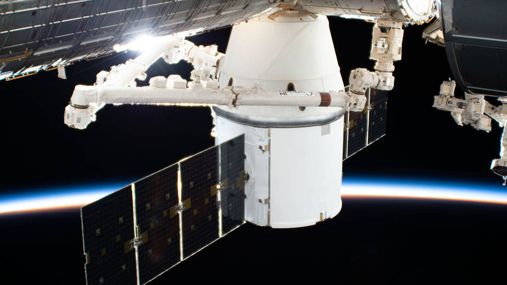 The SpaceX Dragon installed to the Harmony module