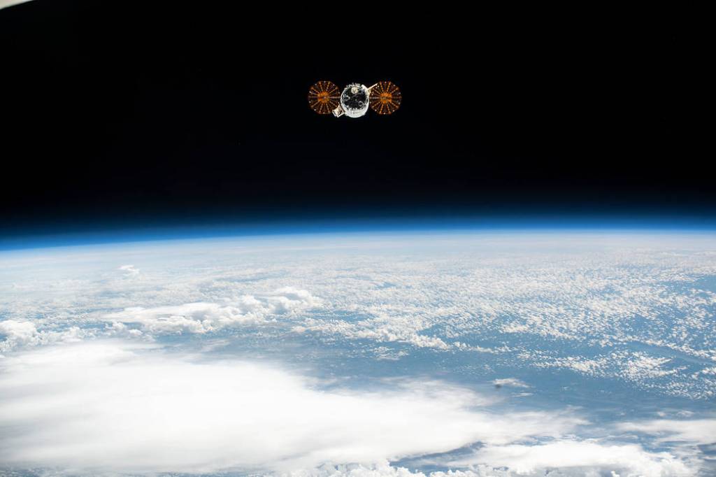 The Cygnus space freighter departs the International Space Station