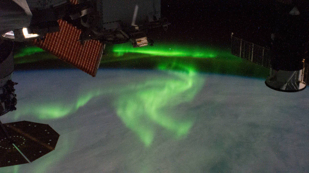 The "aurora australis" above the Indian Ocean