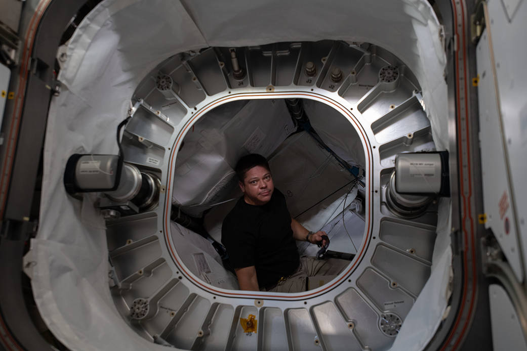 Flight Engineer Bob Behnken is pictured inside BEAM