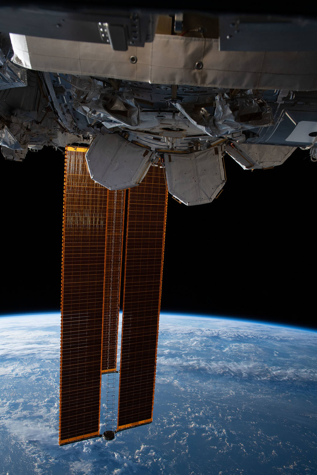 The International Space Station above the Pacific Ocean